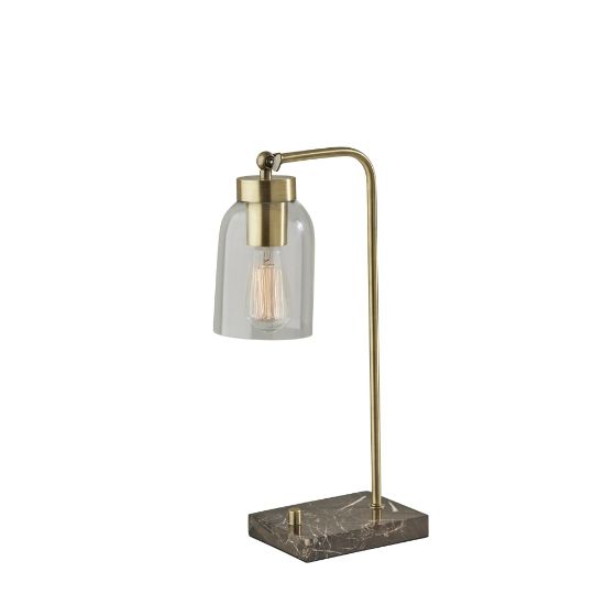 Picture of Adesso Bristol Desk Lamp, 19inH, Brown/Antique Brass Base/Clear Shade