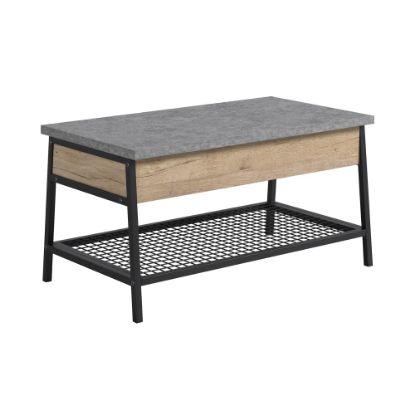 Picture of Sauder Market Commons Lift-Top Coffee Table, 23inH x 35inW x 19inD, Prime Oak/Slate Gray/Black