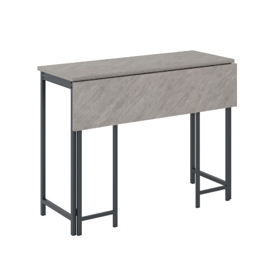 Picture of Sauder North Avenue Drop-Leaf Dining Table, 36-1/8inH x 47-1/2inW x 28-3/8inD, Faux Concrete/Black