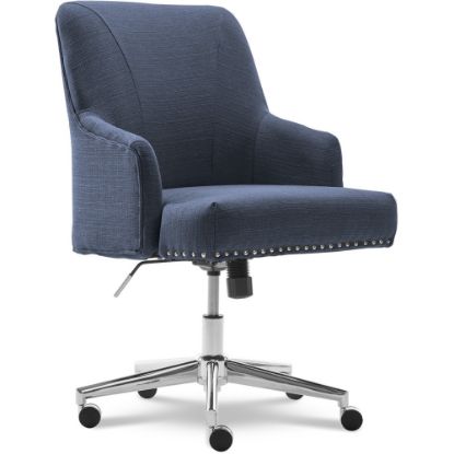 Picture of Serta Leighton Home Mid-Back Office Chair, Twill Fabric, Blue/Chrome