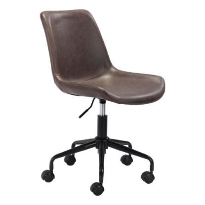 Picture of Zuo Modern Byron Faux Leather Mid-Back Office Chair, Brown