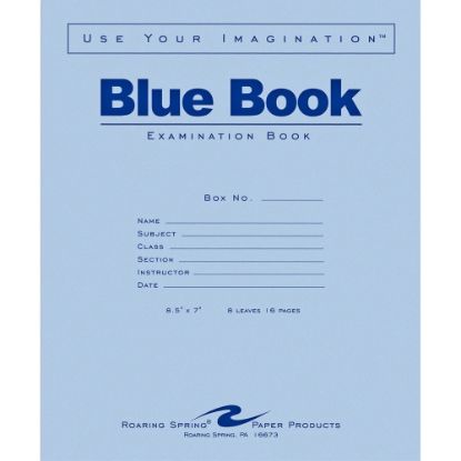 Picture of Roaring Spring Blue Book Wide-Ruled Examination Books, 7in x 8 1/2in, Pack Of 50