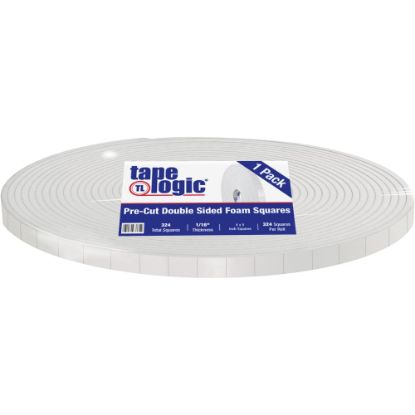 Picture of Tape Logic Double-Sided Foam Squares, 62.5 mils, 3in Core, 1in x 1in, White, Roll Of 324