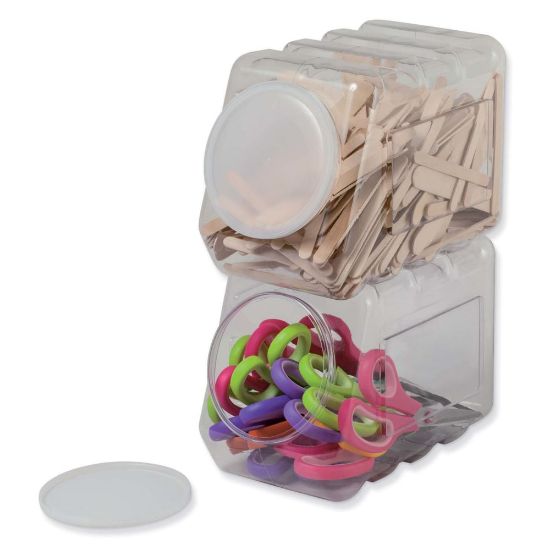 Picture of Pacon Interlocking Storage Containers With Lids, 9-1/2inH x 6-3/4inW x 5-1/2inD, Clear, Set Of 2 Containers