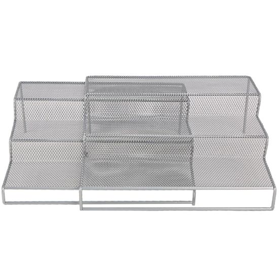 Picture of Mind Reader 2-Piece 3-Tier Storage Shelf, 4inH x 20inW x 9 1/4inD, Silver