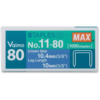 Picture of MAX Vaimo 80 Stapler Replacement Staples - 3/8in Leg - 3/8in Crown - Silver1000 / Box