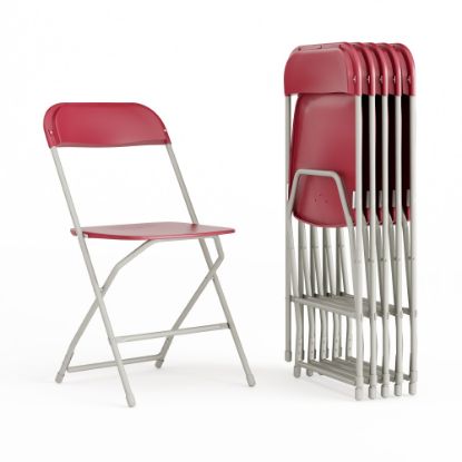 Picture of Flash Furniture Hercules Series Plastic Folding Chairs, Red, Set Of 6 Chairs