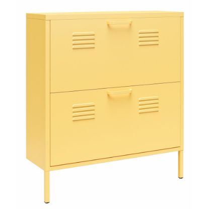 Picture of Ameriwood Home Novogratz Cache 2-Door Locker-Style Metal Shoe Storage Cabinet, 35-1/4inH x 31-1/2inW x 10-1/4inD, Yellow