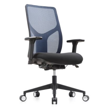 Picture of WorkPro 4000 Series Multifunction Ergonomic Mesh/Fabric High-Back Executive Chair, Blue/Black, BIFMA Compliant