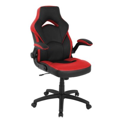 Picture of Lorell Bucket High-Back Gaming Chair, Red/Black