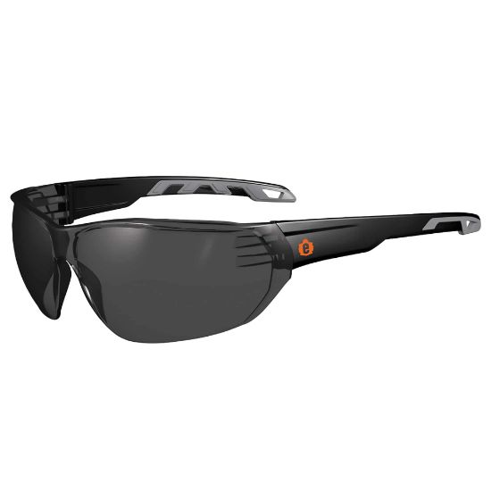 Picture of Ergodyne Skullerz VALI Frameless Safety Glasses, One Size, Matte Black Frames, Anti-Fog Smoke Lens