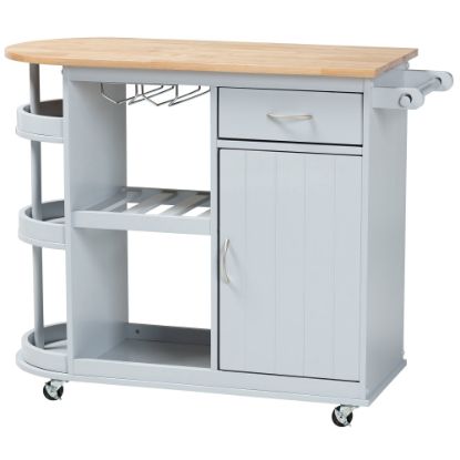 Picture of Baxton Studio Donnie Kitchen Storage Cart, 34-3/8inH x 43-3/16inW, Light Gray/Natural