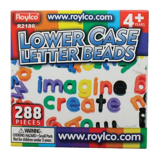 Picture of Roylco Lowercase Manuscript Letter Beads, 5/8 x 1in, Assorted Colors, Pack Of 288