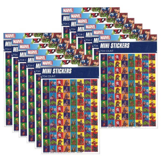 Picture of Eureka Mini Stickers, Marvel Super Hero Adventure, 704 Stickers Per Pack, 12 Packs Of Stickers