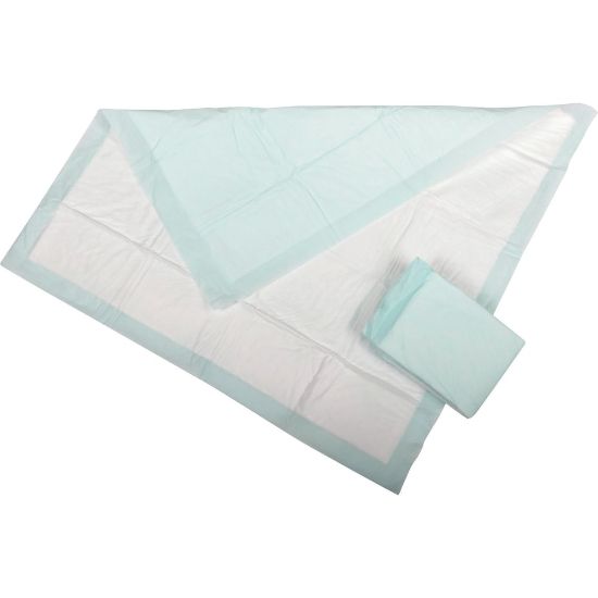 Picture of Protection Plus Polymer Disposable Underpads, Quilted, 30in x 36in, Green, 5 Per Bag, Case Of 15 Bags