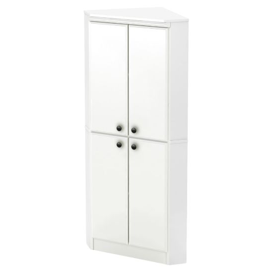 Picture of South Shore Morgan 4-Door Corner Armoire, 62-1/4inH x 28-3/4inW x 20-1/2inD, Pure White