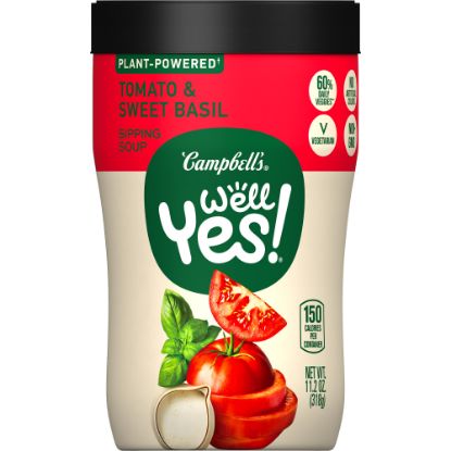 Picture of Campbells Well Yes Sipping Soup, Tomato And Sweet Basil, 11.2 Oz, Case Of 8 Cups