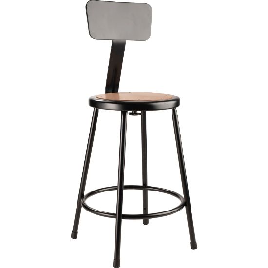 Picture of National Public Seating Hardboard Stool With Back, 24inH, Black