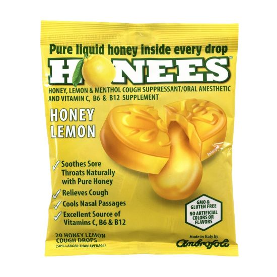 Picture of Honees Cough Drops, Honey Lemon, 20 Per Pouch, Case Of 6 Pouches