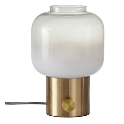 Picture of Adesso Lewis Table Lamp, 12inH, White Shade/Antique-Brass Base