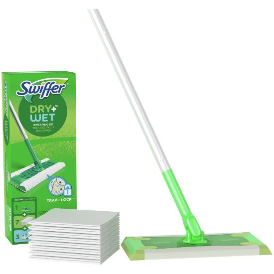 Picture of Swiffer Sweeper Dry + Wet Starter Kit, 46inH x 10inW x 8inD, Silver/Green