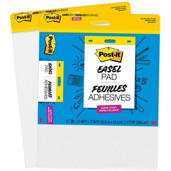 Picture of Post-it Super Sticky Easel Pads 20in x 23in, White, 2 Pads of 20 Sheets