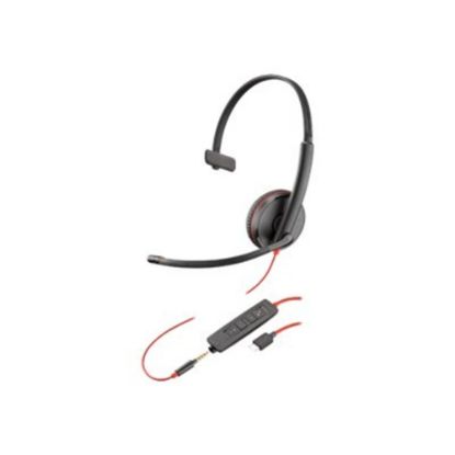 Picture of Poly Blackwire C3215 Monaural Headset + Carry Case (Bulk Qty.50) - Mono - Mini-phone (3.5mm), USB Type C - Wired - 32 Ohm - 20 Hz - 20 kHz - Over-the-head, On-ear - Monaural - Ear-cup - 7.40 ft Cable - Noise Cancelling, Omni-directional Microphone