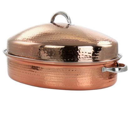 Picture of Gibson Home Radiance 17-1/2in Stainless Steel Copper-Plated Oval Roaster, Copper