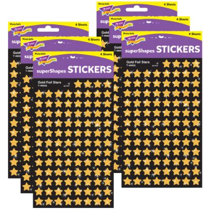 Picture of Trend superShapes Stickers, Gold Foil Stars, 400 Stickers Per Pack, Set Of 6 Packs