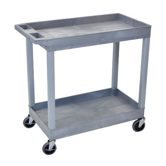 Picture of Luxor E-Series 2-Tub Plastic Utility Cart, 34 1/4inH x 35 1/4inW x 18inD, Gray