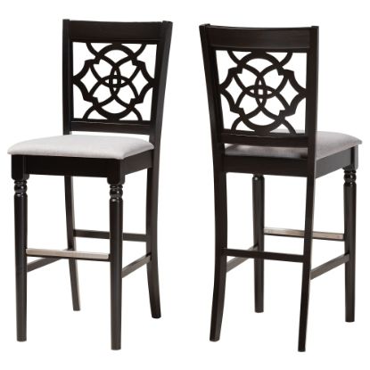 Picture of Baxton Studio Alexandra Bar Stools, Espresso Brown/Gray, Pack of 2