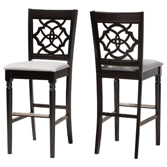 Picture of Baxton Studio Alexandra Bar Stools, Espresso Brown/Gray, Pack of 2