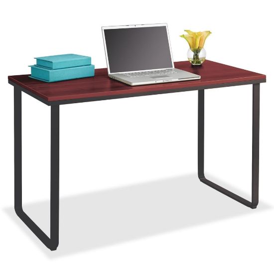 Picture of Safco Steel Workstation - Laminated Rectangle Top - U-shaped Base - 47.25in Table Top Width x 24in Table Top Depth - 28.75in Height x 47.25in Width x 24in Depth - Assembly Required - Cherry - Fiberboard, Steel