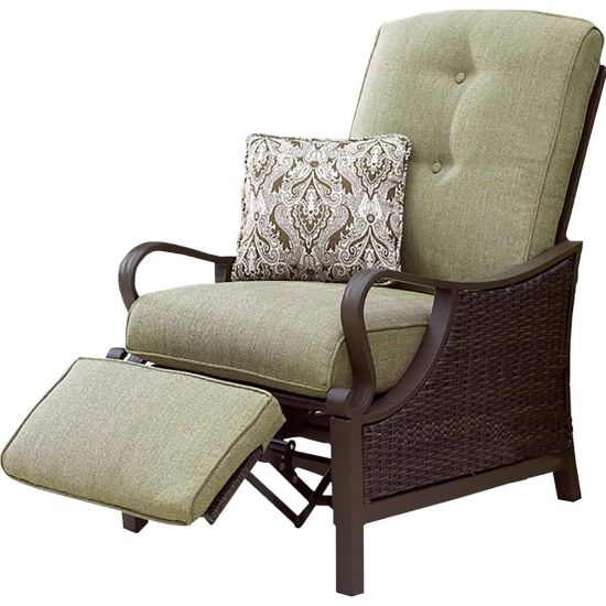 Picture of Hanover Ventura Luxury Recliner in Vintage Meadow, Olive - Olefin Seat - Steel, Aluminum, Resin Frame - 26.3in Width x 36in Depth x 40.5in Height