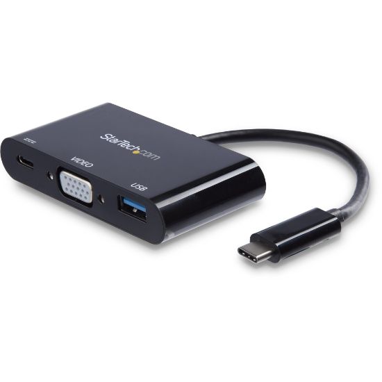 Picture of StarTech.com USB-C VGA Multiport Adapter - USB-A Port - with Power Delivery (USB PD) - USB C Adapter Converter - USB C Dongle - USB C VGA Multiport Adapter - USB 3.0 Port - 60W PD - Connect your USB-C laptop to a VGA display and a USB-A peripheral device