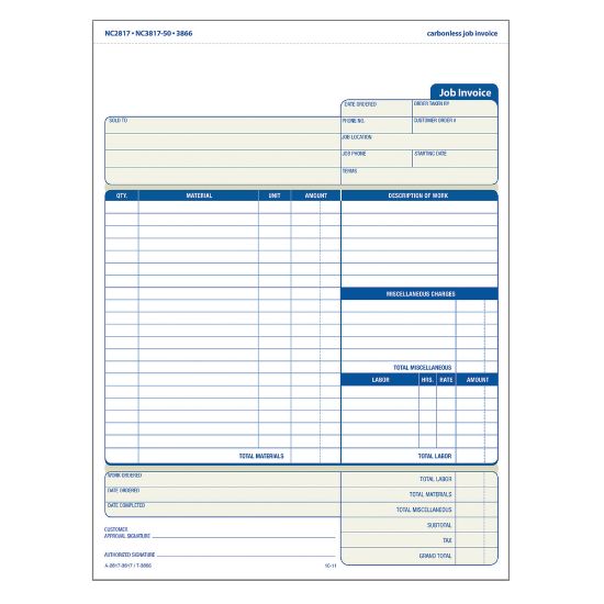 Picture of Adams Carbonless Contractors Invoices, 2-Part, 100 Sets