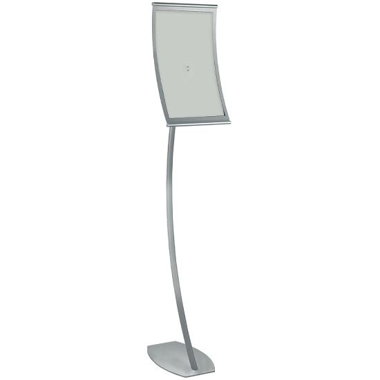 Picture of Azar Displays Curved Steel-Frame Floor Stand Sign Holder, 17in x 11in, Silver