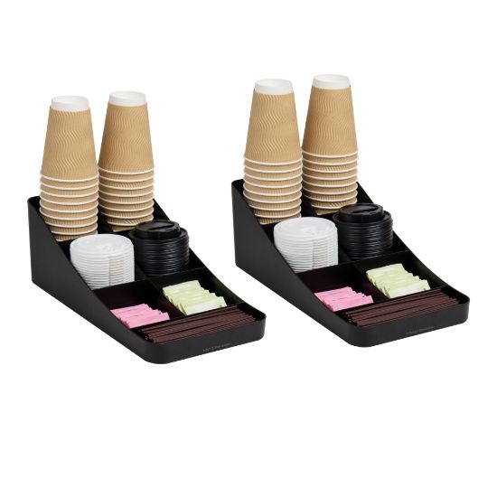 Picture of Mind Reader Cup and Condiment Station Countertop Organizer, 5-1/4inH x 15-1/2inW x 7-1/4inD, Black, Set of 2