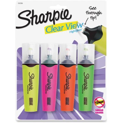 Picture of Sharpie Clear View Highlighters Set - Chisel Marker Point Style - 4 / Set