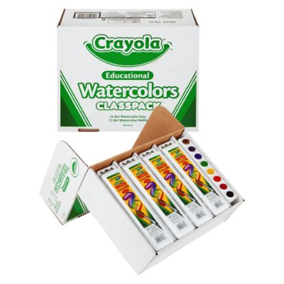 Picture of Crayola Educational Watercolors Classpack, Red, Orange, Yellow, Green, Blue, Purple, Black, Pack Of 36