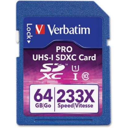 Picture of Verbatim Premium - Flash memory card - 64 GB - UHS Class 1 - SDXC - for P/N: 97705, 97706, 97709