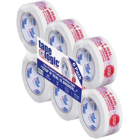 Picture of Tape Logic Stop If Seal Is Broken Preprinted Carton-Sealing Tape, 3in Core, 2in x 110 Yd., Red/White, Case Of 6