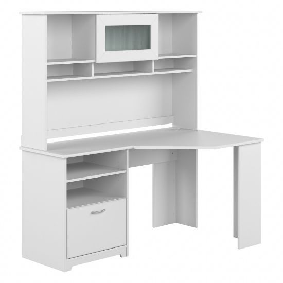 Picture of Bush Furniture Cabot Corner Desk With Hutch, 60inW, White, Standard Delivery