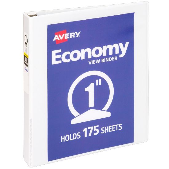 Picture of Avery Economy View 3-Ring Binder, 1in Round Rings, White