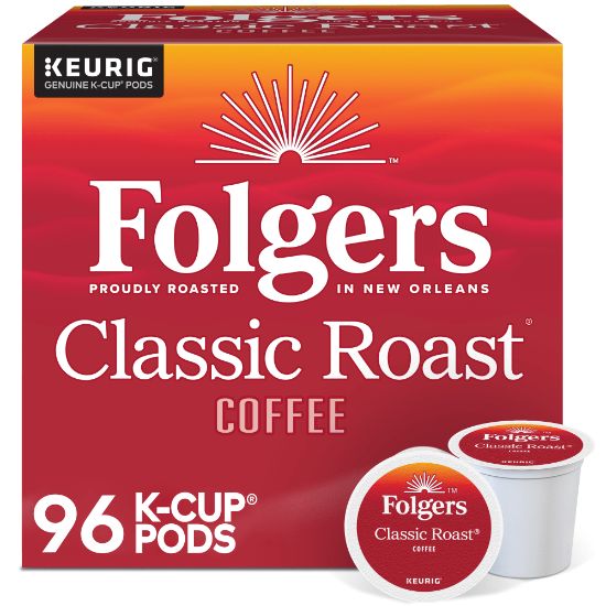 Picture of Folgers Single-Serve Coffee K-Cup, Classic Roast, Carton Of 96, 4 x 24 Per Box