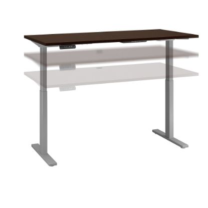 Picture of Bush Business Furniture Move 60 Series Electric 60inW x 30inD Height Adjustable Standing Desk, Mocha Cherry/Cool Gray Metallic, Standard Delivery