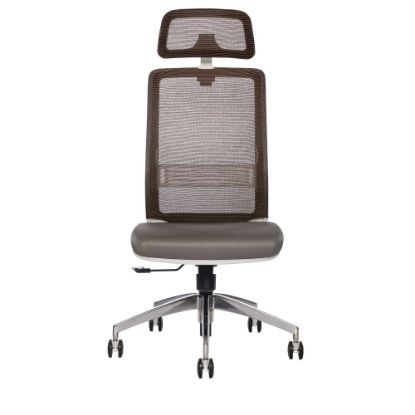 Picture of Sinfonia Sing Ergonomic Mesh/Fabric High-Back Task Chair With Antimicrobial Protection, Armless, Headrest, Copper/Gray/White