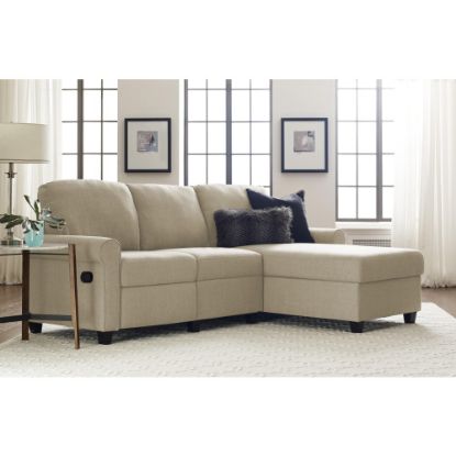 Picture of Serta Copenhagen Reclining Sectional With Storage Chaise, Right, Beige/Espresso