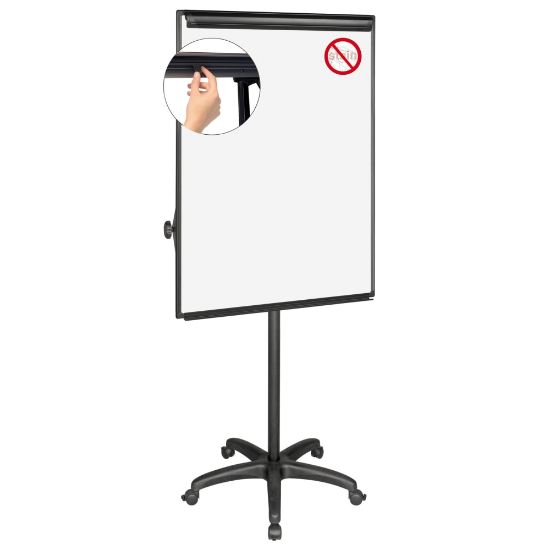 Picture of MasterVision Easy Clean Mobile Non-Magnetic Dry-Erase Whiteboard Easel, 32in x 41in, Aluminum Frame With Silver Finish