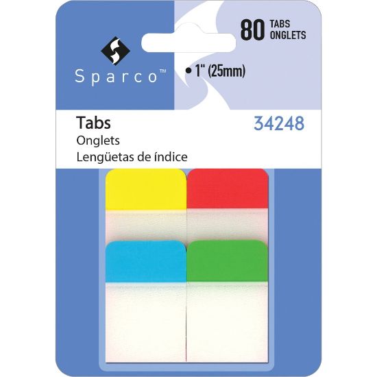 Picture of Sparco 1in Durable Tabs - Write-on Tab(s) - 1in Tab Height - Assorted Tab(s) - 80 / Pack